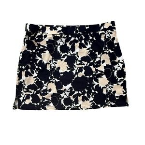Rafaella Floral Skort Women XXL Black Navy Cream Stretch Mini Skirt Excellent